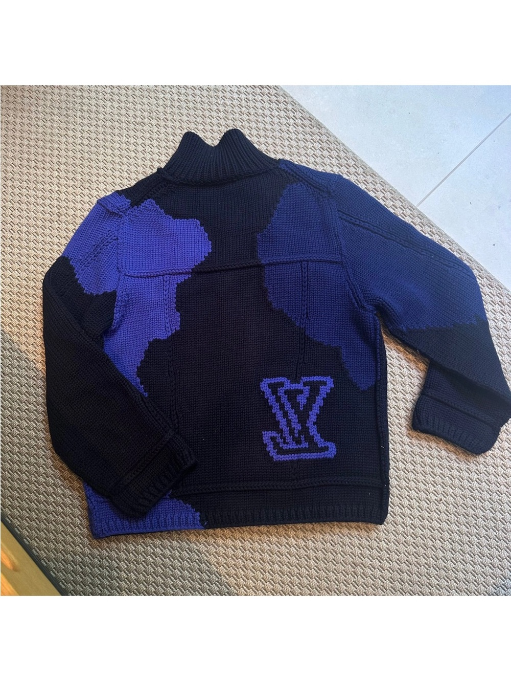 Louis Vuitton Black & Cobalt Blue Knit Trucker Jacket - Picture 3 of 3